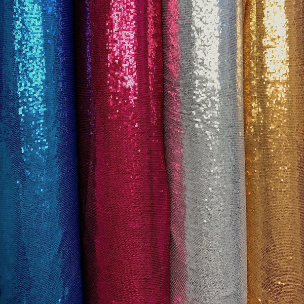 All-Over Micro Sequins Starlight on Stretch Mesh Fabric