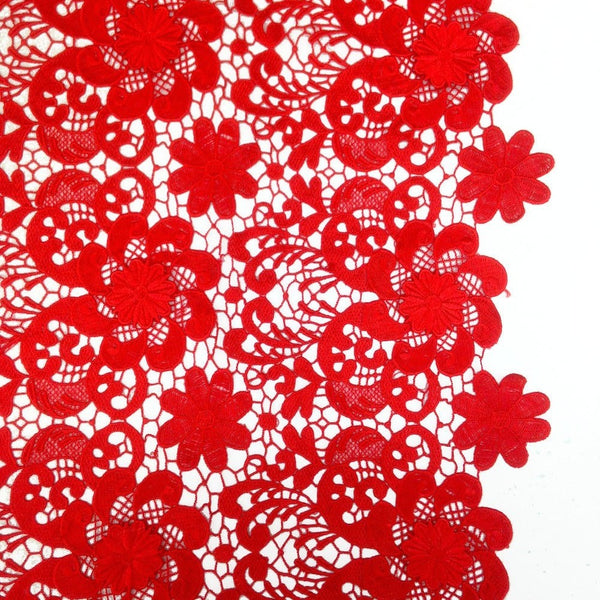 Red Lily Flower Guipure French Venice Lace