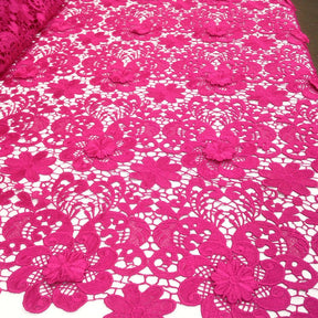 Fuchsia Lily Flower Guipure French Venice Lace Fabric