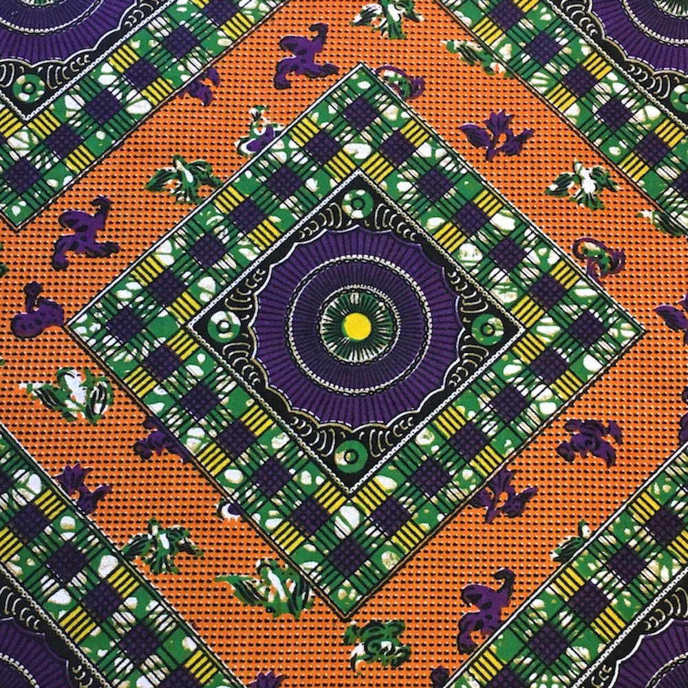 African Print Fabric (90124-4) 100% Cotton 44/45