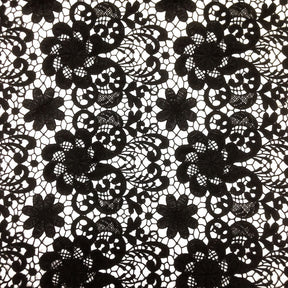 Black Lily Flower Guipure French Venice Lace Fabric