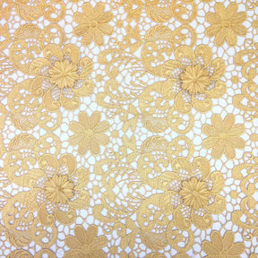 Gold Lily Flower Guipure French Venice Lace Fabric
