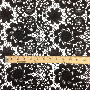 Black Lily Flower Guipure French Venice Lace Fabric