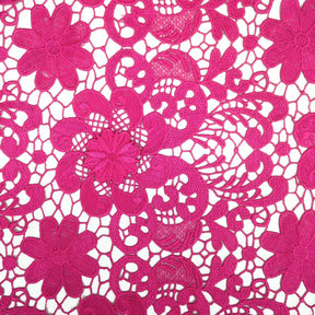 Fuchsia Lily Flower Guipure French Venice Lace Fabric
