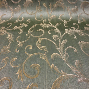 Sage Green & Gold Jacquard Fabric
