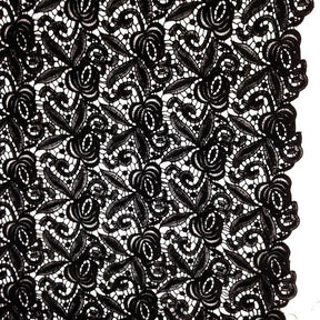 Black Rose Guipure French Venice Lace Fabric