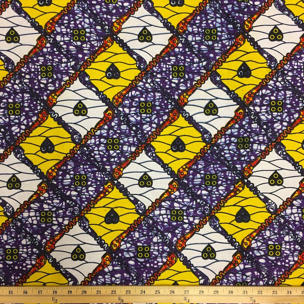 African Print Fabric (90130-2) 100% Cotton 44/45