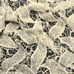 Silver Leaf Corded Embroidery Lace with Stone