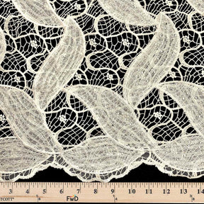 Silver Leaf Corded Embroidery Lace with Stone