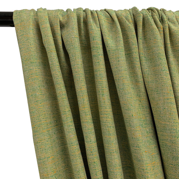 Silk Linen Matka Rod Pocket Curtains - Apple 2-Tone