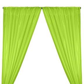 Poly China Silk Lining Rod Pocket Curtains - Apple Green