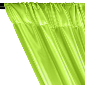 Poly China Silk Lining Rod Pocket Curtains - Apple Green