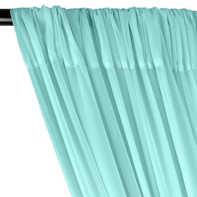 Polyester Chiffon Rod Pocket Curtains - Aqua Blue