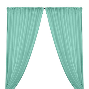 Cotton Voile Rod Pocket Curtains - Aqua Blue