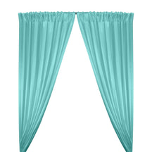 Stretch Charmeuse Satin Rod Pocket Curtains - Aqua Blue