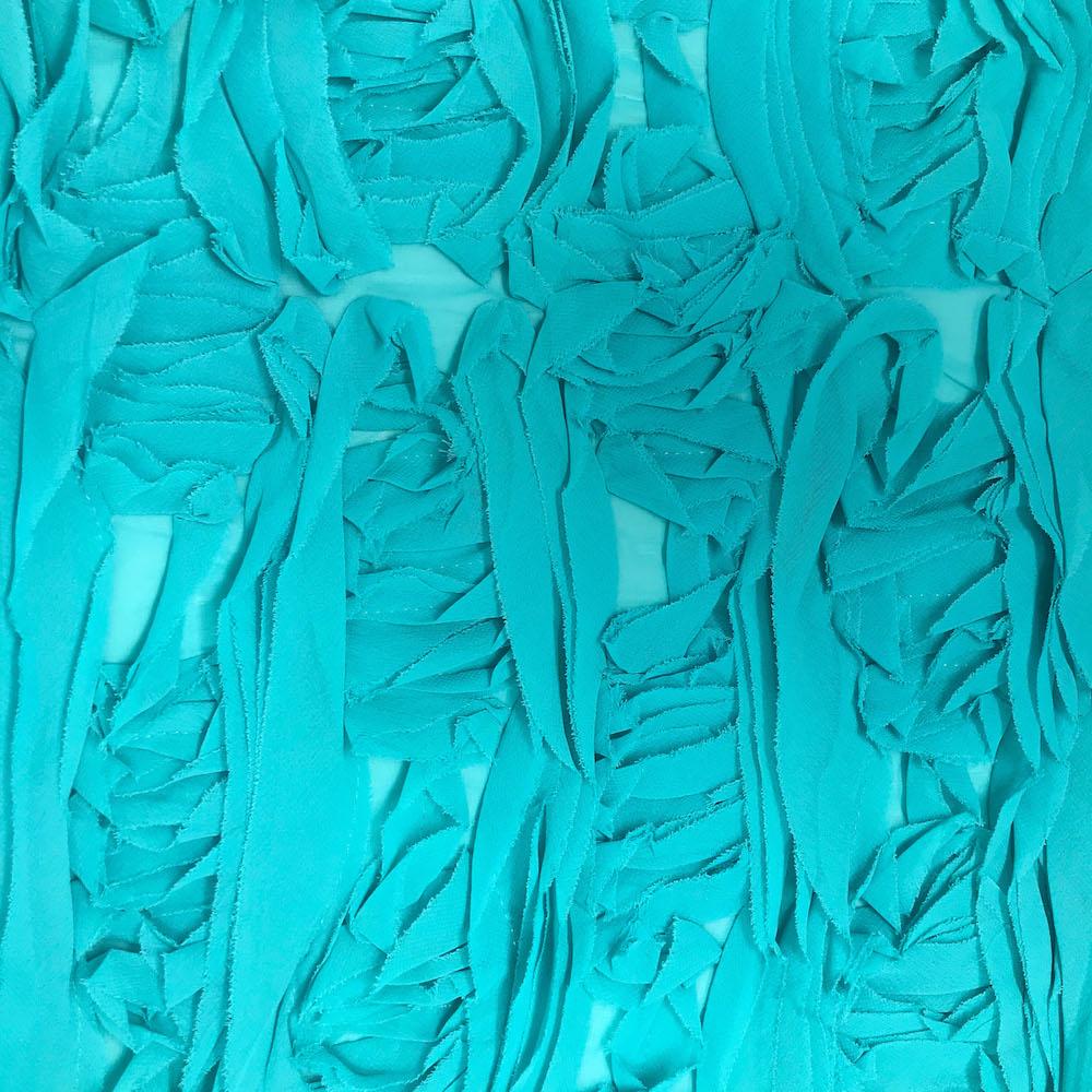 Striped Ruffle Chiffon Embroidery Fabric