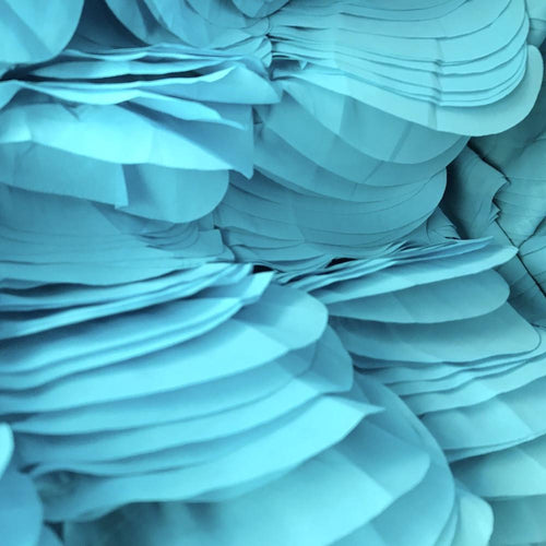 Aqua Leaf Ruffle Chiffon Fabric 60
