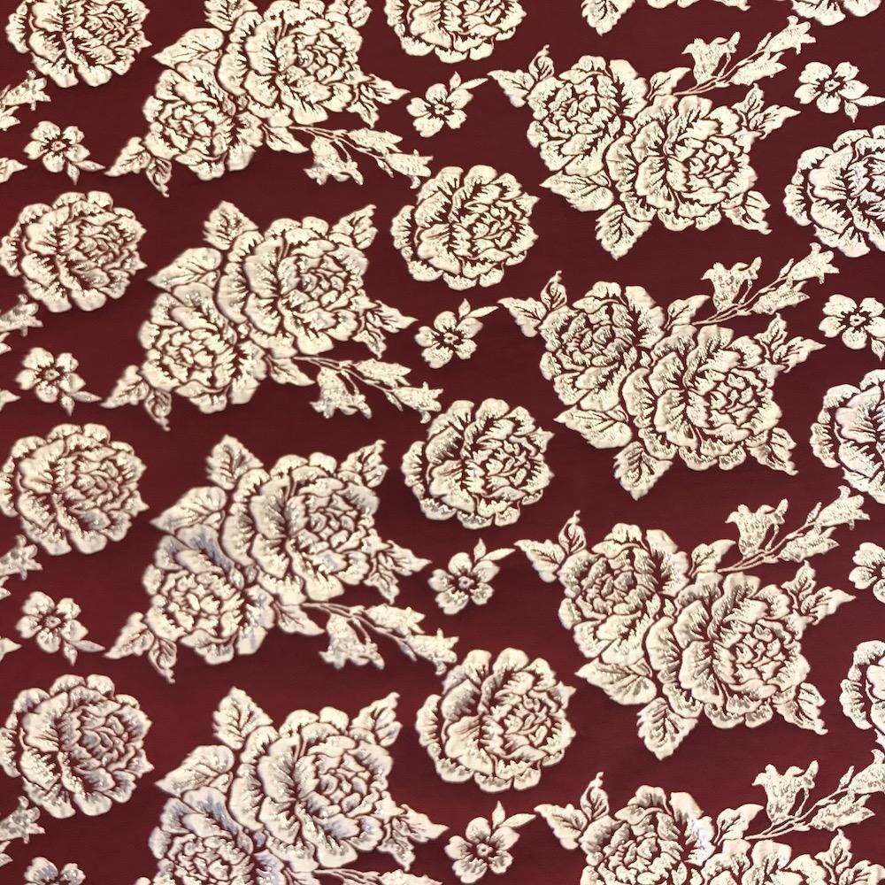 Silver 3D Metallic Jacquard SV574467 Burgundy 1
