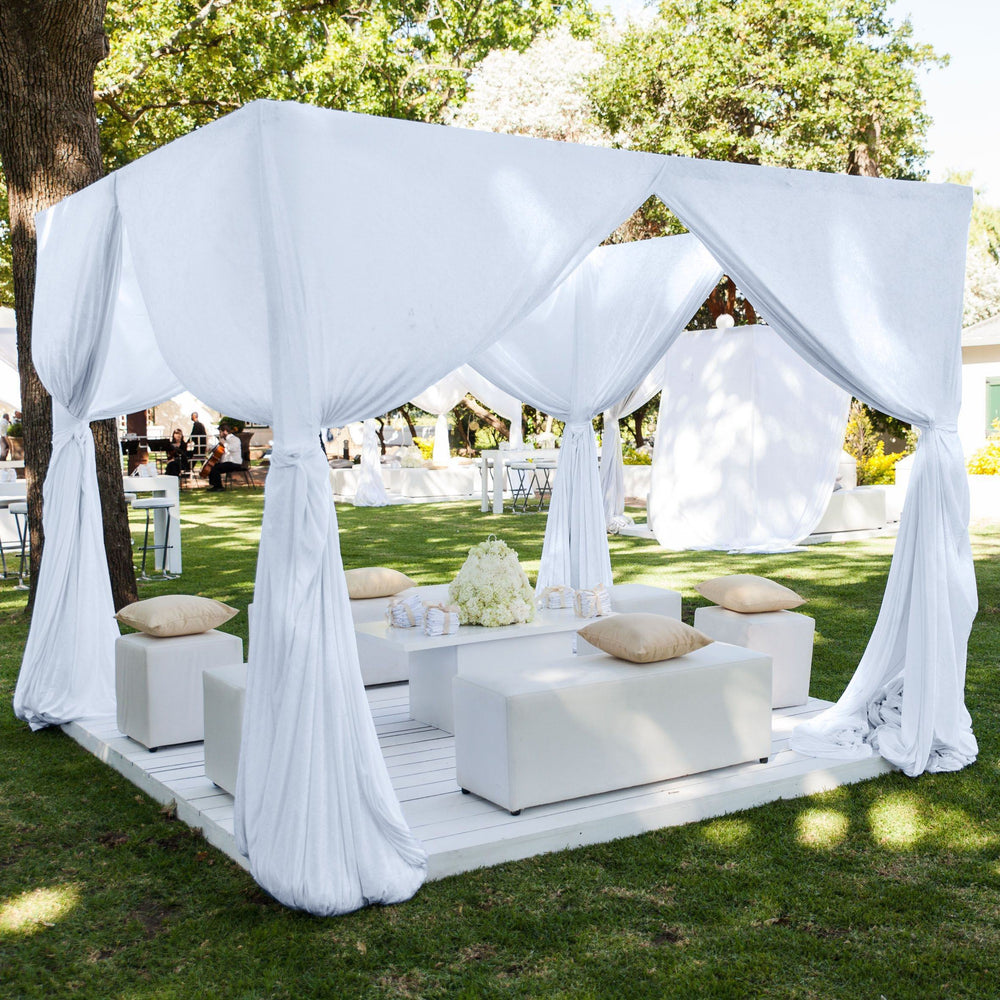 Baby Blue Polyester Chiffon Fabric Curtains with Pockets for Pipe Drape