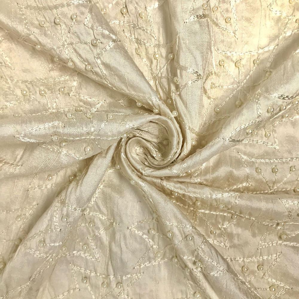Dark Beige/Multicolor Embroidered Dupioni Silk main image 1
