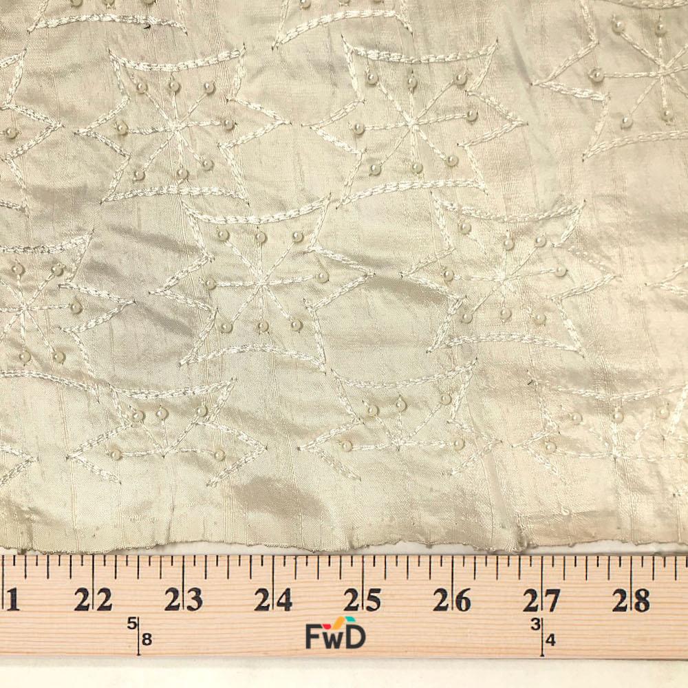 Pearled Ivory/Multicolor Embroidered Dupioni Silk main image 1