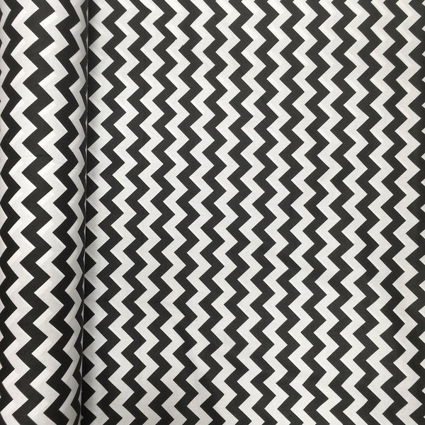 Black Classic Chevron Printed Cotton Fabric