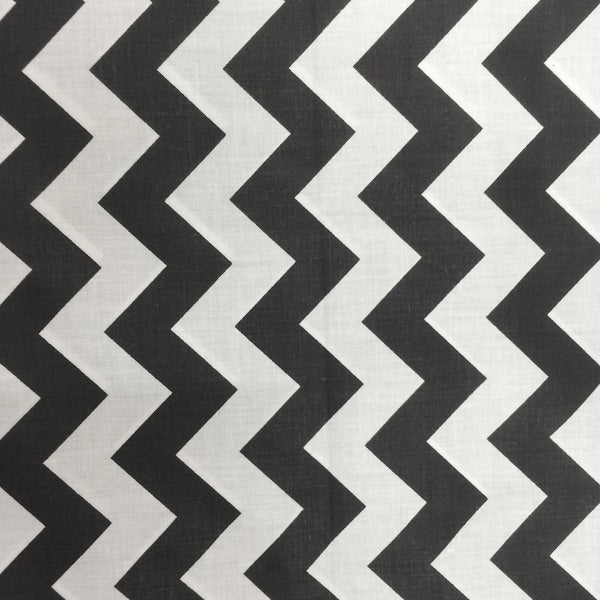 Black Classic Chevron Printed Cotton Fabric