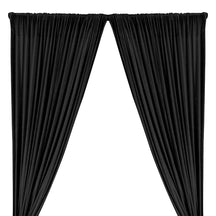 All-Over Micro Sequins Starlight On Stretch Mesh Rod Pocket Curtains - Black