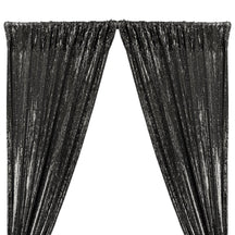 All-Over Sequins Mermaid Scale on Stretch Mesh Rod Pocket Curtains - Black