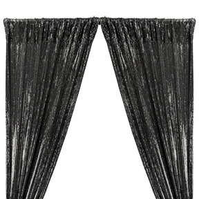 All-Over Sequins Mermaid Scale on Stretch Mesh Rod Pocket Curtains - Black