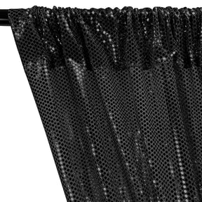 American Trans Knit Sequins Rod Pocket Curtains - Black