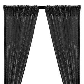 American Trans Knit Sequins Rod Pocket Curtains - Black