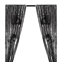 Two-Sided Reversible Sequins Rod Pocket Curtains - Black / Silver
