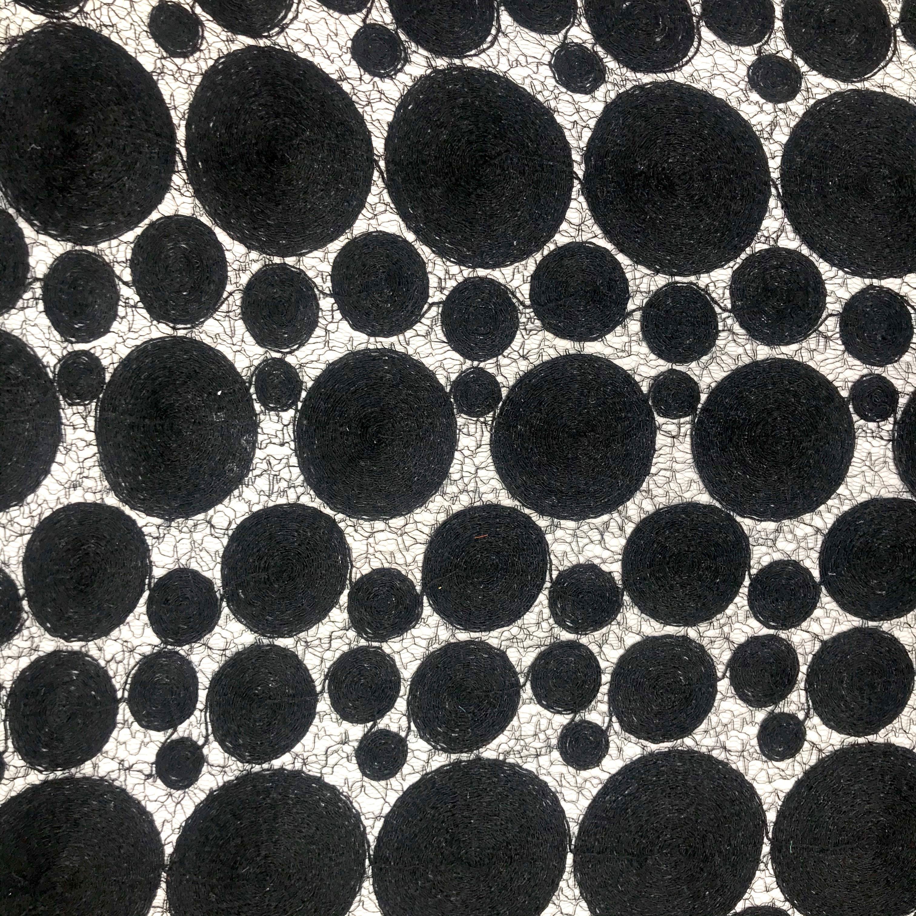 Circle Corded On Mesh Fabric SV576099 Black 1