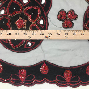 Black Circle Embroidery Lace on Mesh