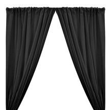 Natural Linen Rod Pocket Curtains - Black