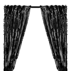 Paillette Circle Sequins Rod Pocket Curtains - Black