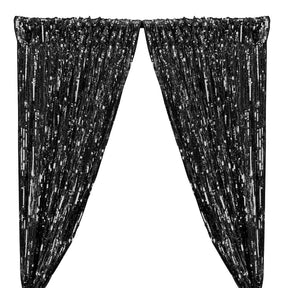 Rectangle Piano Sequins Rod Pocket Curtains - Black