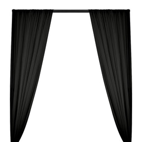 Silk Georgette Chiffon Rod Pocket Curtains - Black