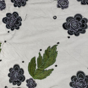 Black Tulip Gem Embroidery on Mesh
