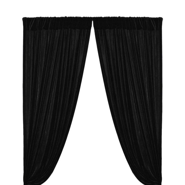 Micro Velvet Rod Pocket Curtains - Black