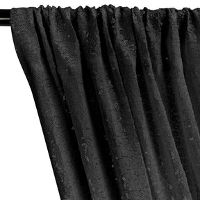 Zigzag Micro Sequins Starlight Rod Pocket Curtains - Black
