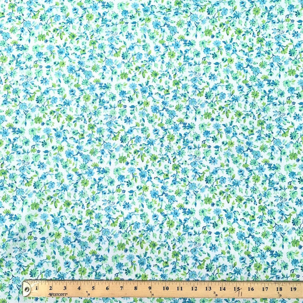 Blossom Blue Print Broadcloth Fabric