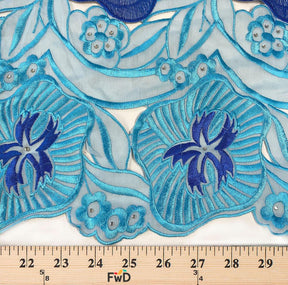 Blue Hawaii Floral Embroidery Lace