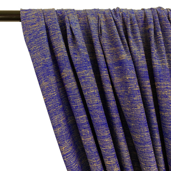 Silk Linen Matka Rod Pocket Curtains - Royal 2-Tone