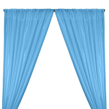 Poly China Silk Lining Rod Pocket Curtains - Blue