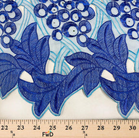 Blueberry Rhinestone Embroidery Lace