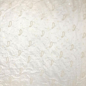 Beige Bridal Paisley Pearled Silk Dupioni (45 Inch)