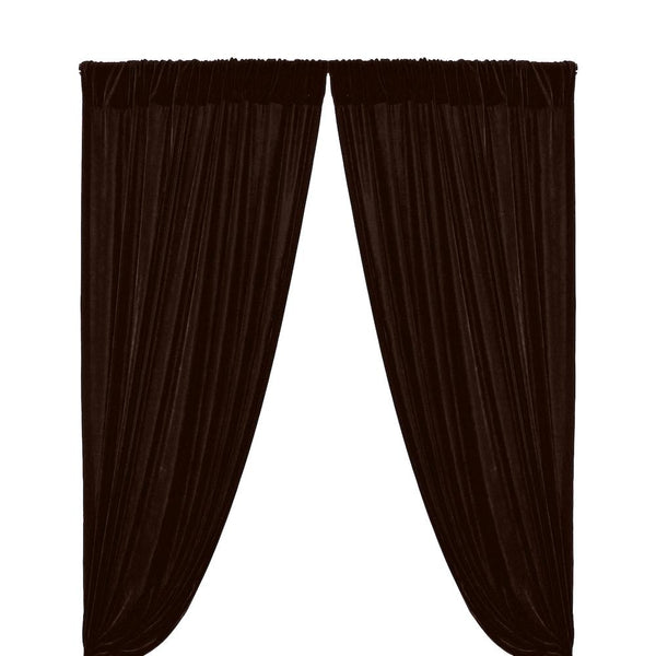 Micro Velvet Rod Pocket Curtains - Brown