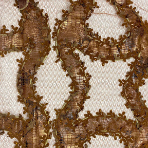 Brown Cobra Print Floral Bud Mesh Lace